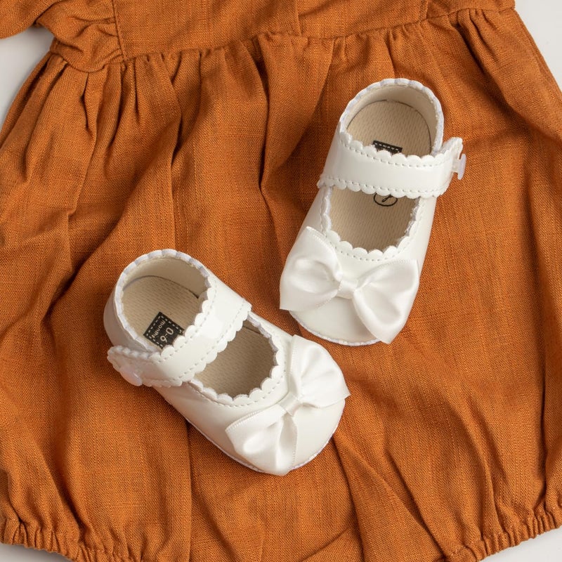 ohsofy Infant Baby Girls Mary Jane Flats Soft Sole Non-Slip Bowknot Princess Wedding Dress Shoes Toddler Crib Shoes - Image 2